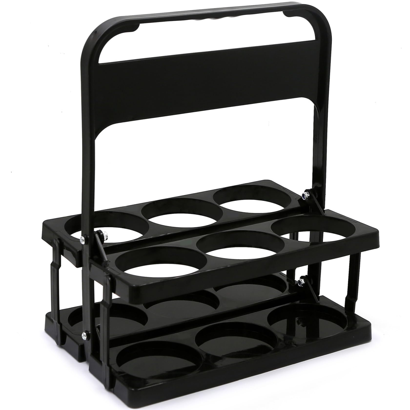 Monetais 6 Cup Drink Carrier with Handle, Plastic Cup Carriers for Drinks, Foldable Beer Bottle Holder for Food Delivery Bag (Black)