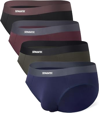 Separatec Mens Briefs Rayon Made from Bamboo Breathable Seamless Underwear Dual Pouch Comfort Underwear for Men 4 Pack