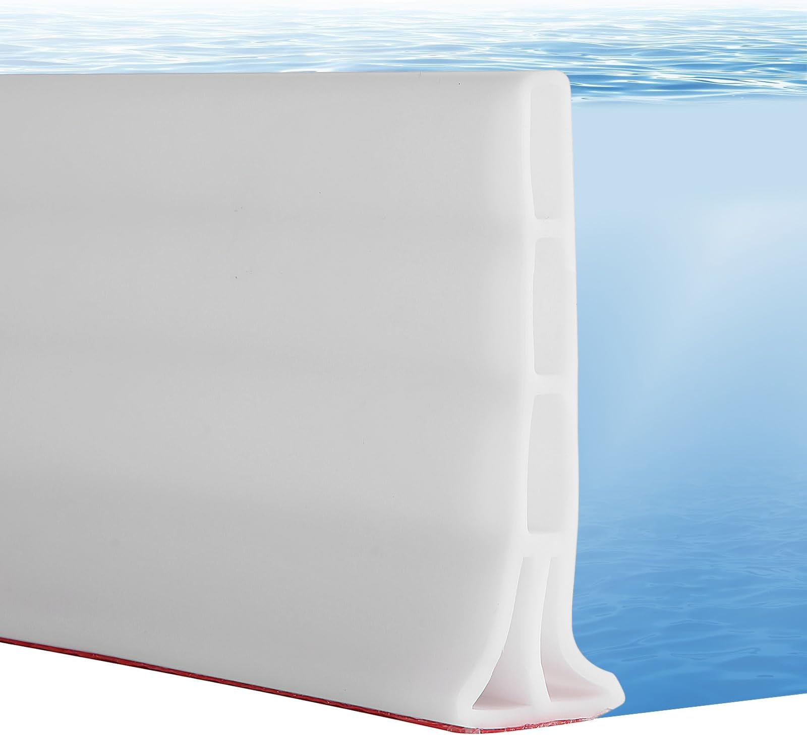 4'' High Shower Threshold Water Dam, 79" Long Collapsible Shower Water Splash Guard, Self-adhesive Shower Barrier