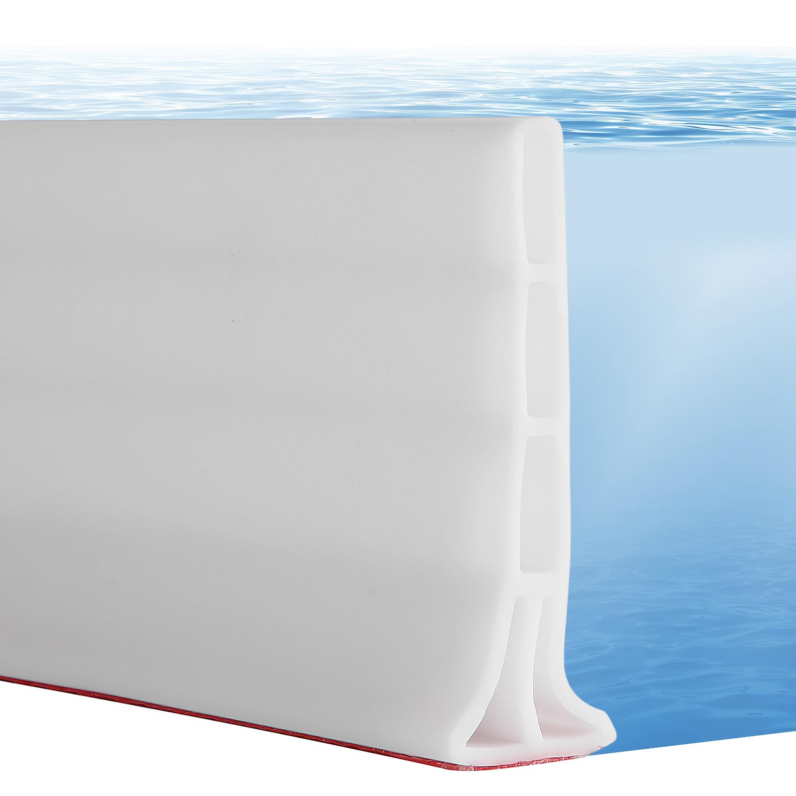 4'' High Shower Threshold Water Dam, 79" Long Collapsible Shower Water Splash Guard, Self-adhesive Shower Barrier
