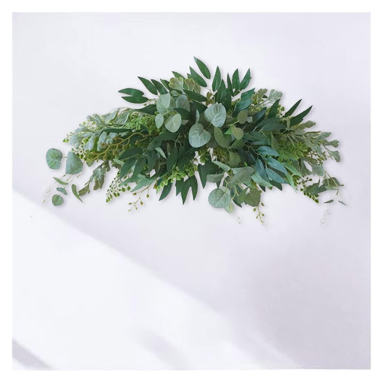 Yaoqijie - Ghirlanda di fiori artificiali in eucalipto, con foglie simulate, compatibili con casa, giardino, matrimonio, arco, decorazione verde