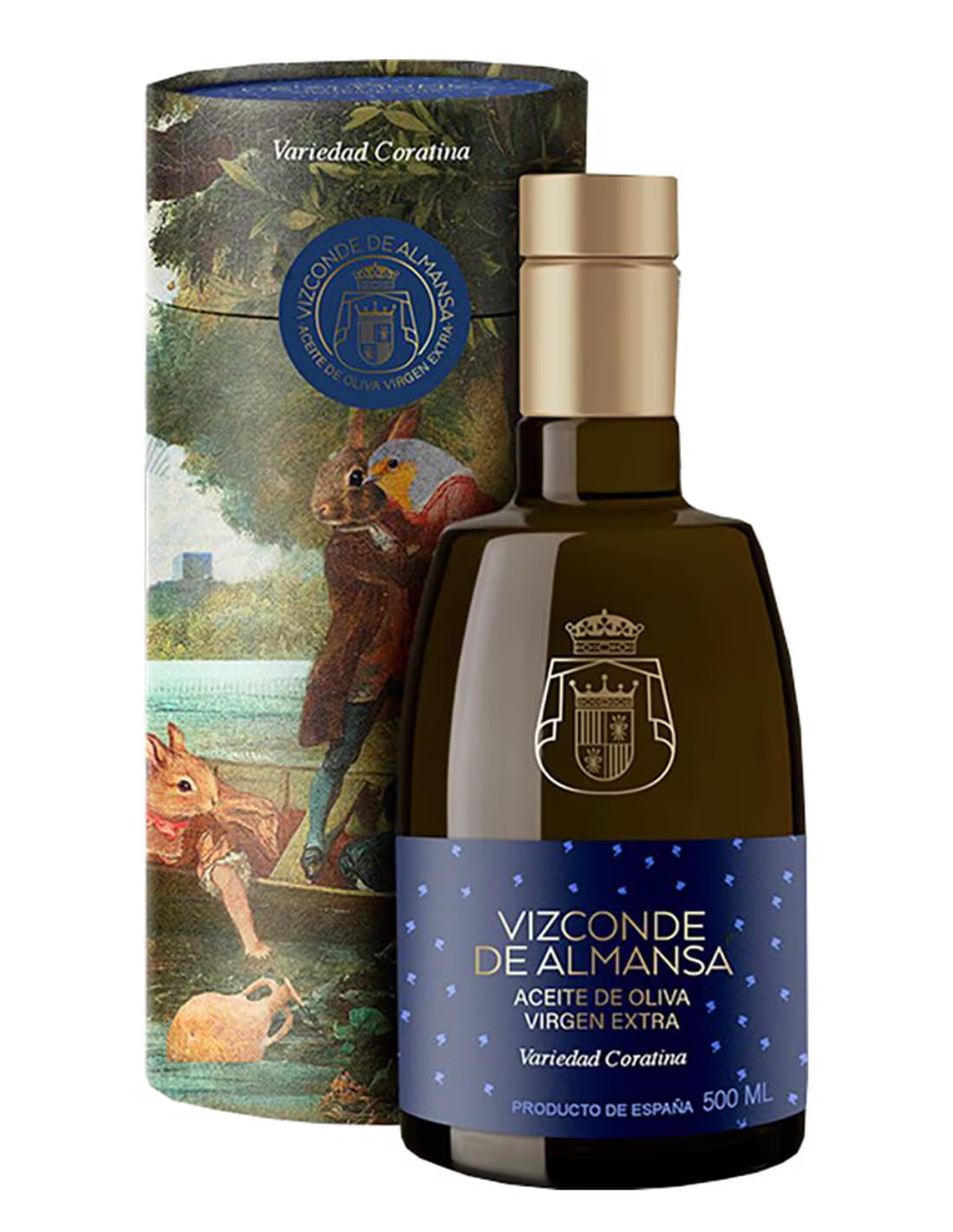 VIZCONDE DE ALMANSA | Aceite de Oliva Virgen Extra Variedad Coratina - Con Estuche - Botella cristal 500 ml