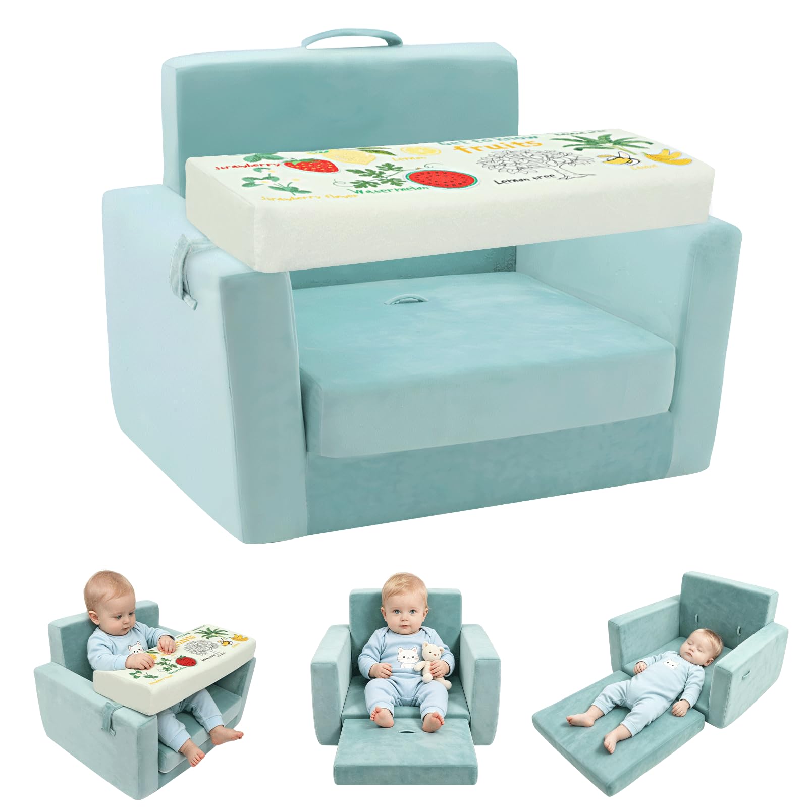 LZDMY Sofa Infantil 3 en 1, Asiento Bebe con Tablero Protector
