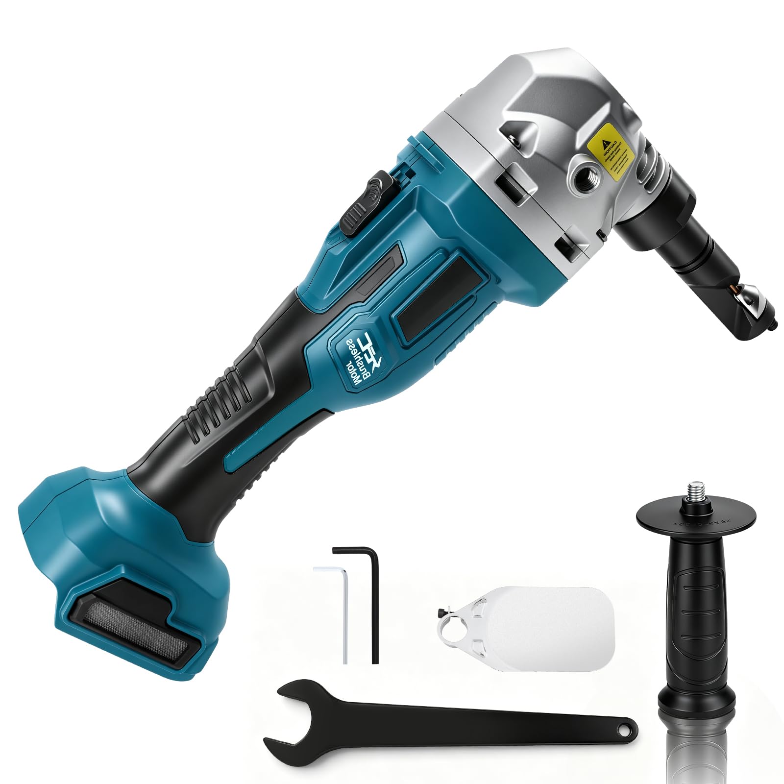 Knabber Blechknabber Kompatibel mit Makita Akku 18V, 800W Kabellose Blechnibbler mit Bürstenlos Motor, 2200U/min, 360° drehbarer Knabberkop Elektrische Blechschere für Edelstahl & Aluminium(ohne Akku)