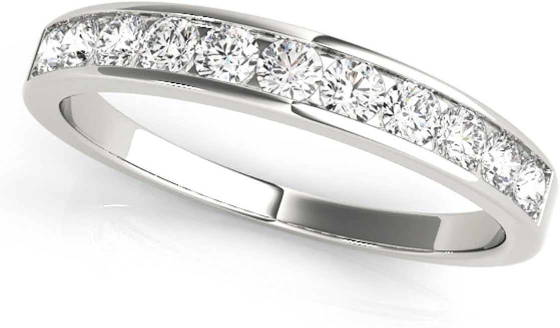 JewelMore 1/2 Carat Channel Set Diamond Ladies Anniversary Wedding Band in 10K Gold