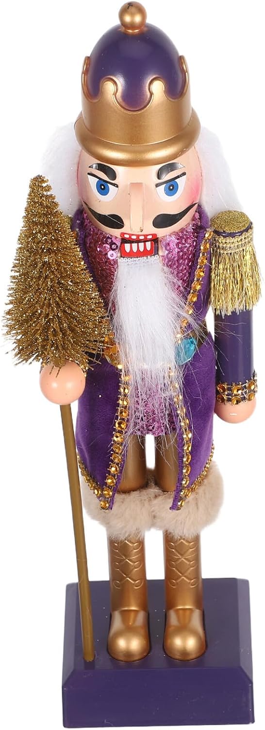 DECHOUS Purple Plastic Nutcracker Ornament, Small Christmas Nutcracker Statue Decoration Without Light Or Music, Traditional Holiday Table and Seasonal Party Decor