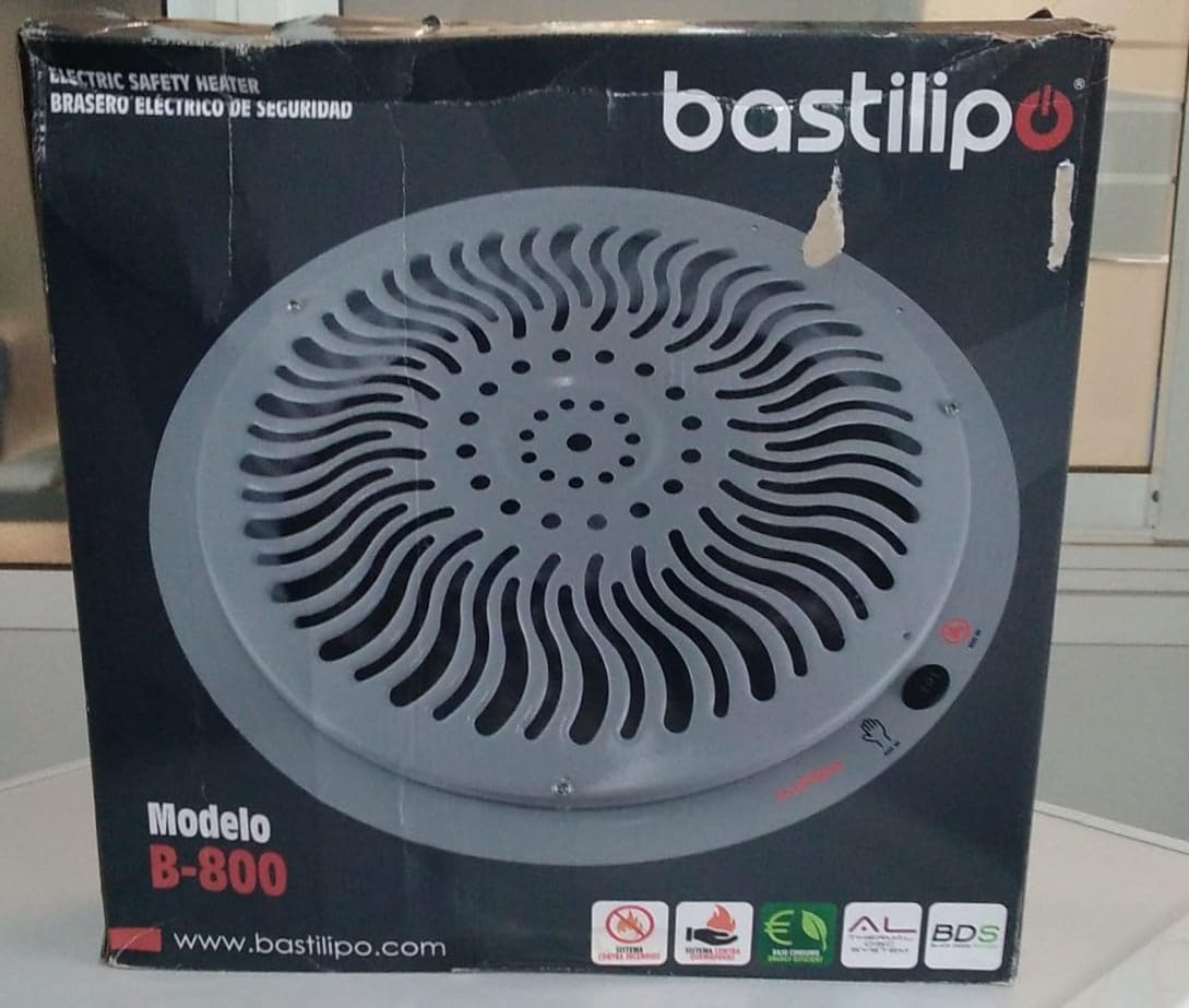 Bastilipo 2437 B-800-Brasero de Seguridad (contra Quemaduras y Anti Incendios) 400/800W de Potencia, bajo Consumo eléctrico, Calor Negro Thermal Disc + Sistema Black diode