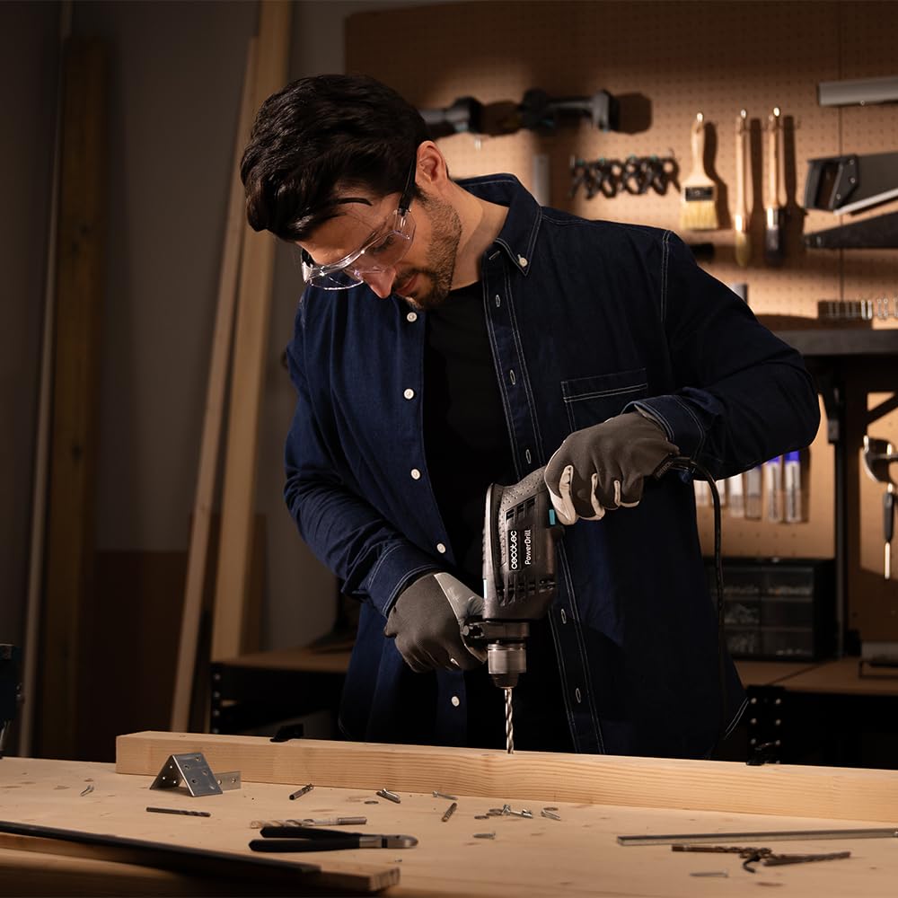 Cecotec PowerDrill 850 EasyAdjust. 850 Wiertarka elektryczna, 850 W, 46000 uderzeń na minutę, 4800 obr/min, bardzo długi przewód 3m, uchwyt wiertarski bezkluczykowy 13mm średnica, W pełni wyposażony