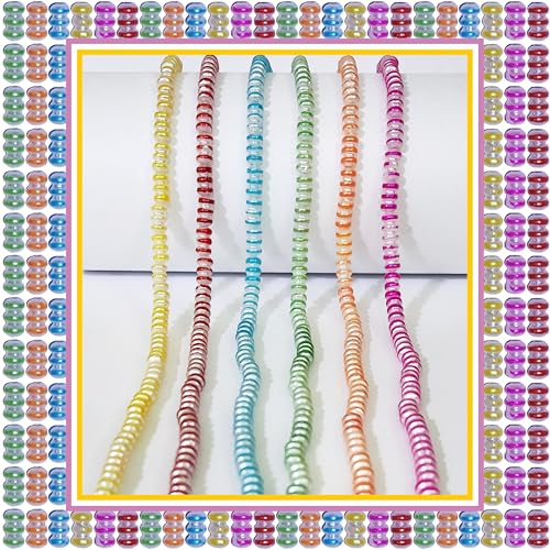 Image of 1200 Pcs Ring Crystal Beads for Bracelet Making Kit, DIY Beads for Jewellery Making Kit,Beading, Beadwork, Crafting, Embroidery, Bead Craft, Pearls for Craft - Multicolour, 180g, 10mm*4mm