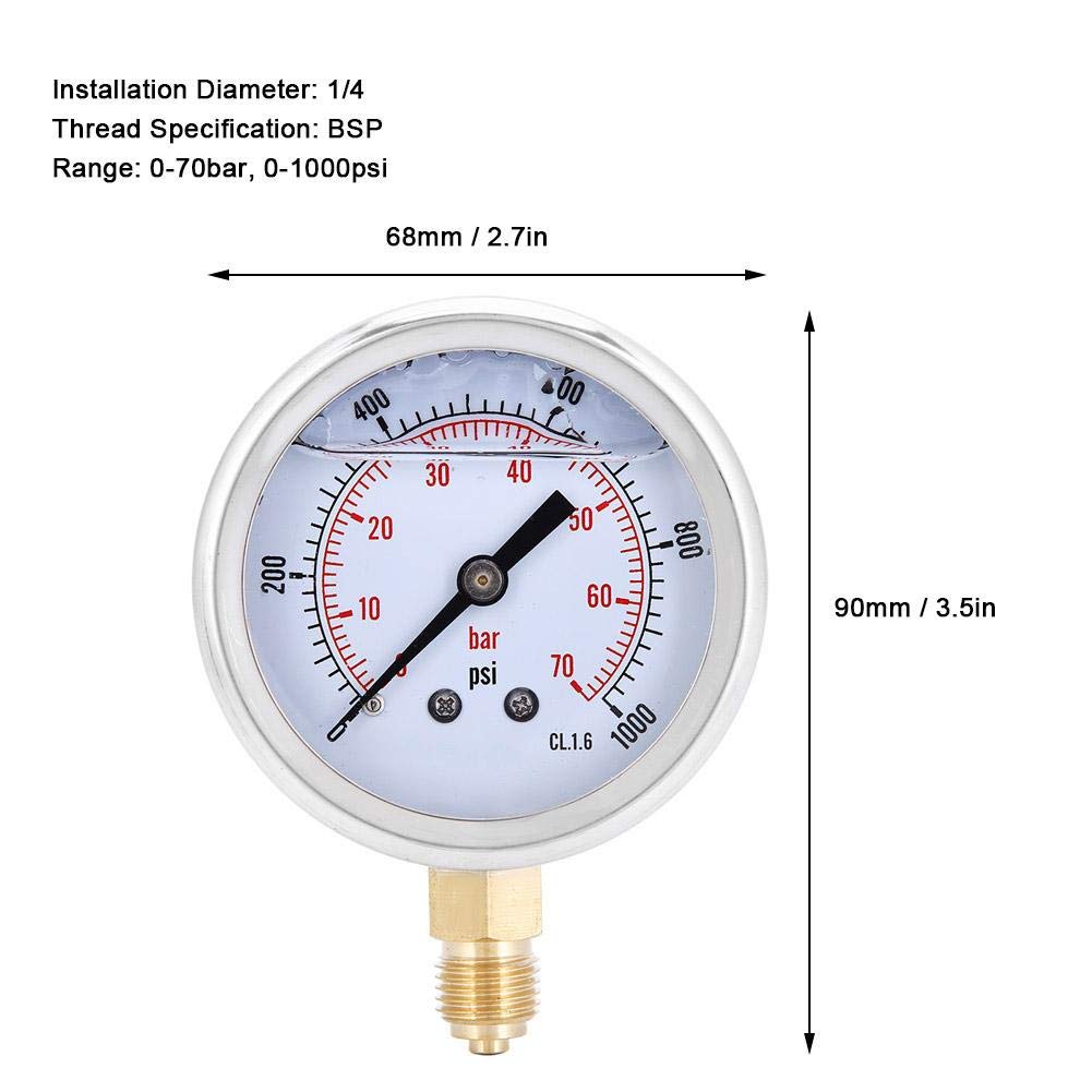 0-70bar Manometer 1/4BSP Y60 Manometer 0-1000psi Radialdruckmesser