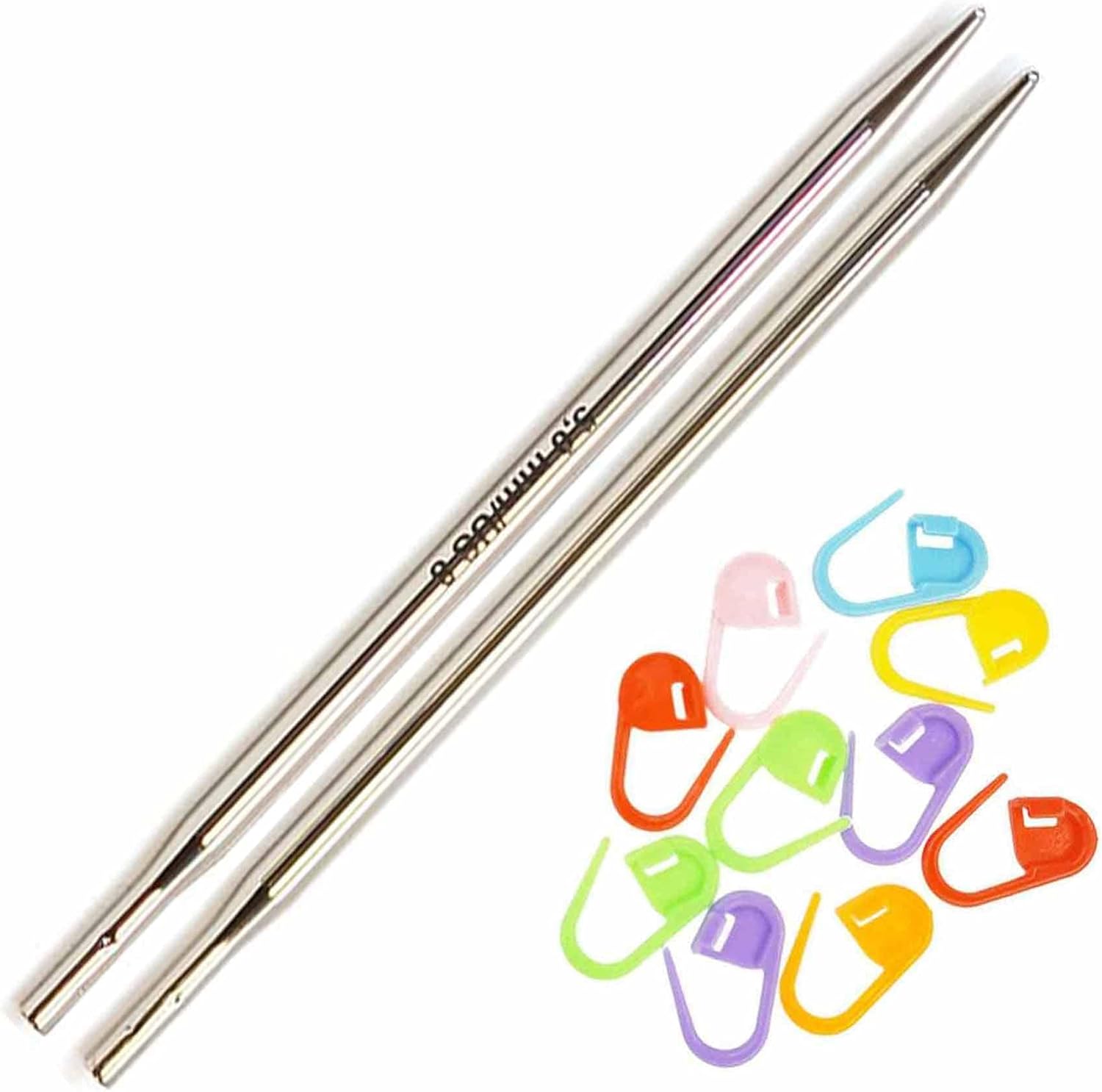 addi Click Turbo 5 inch (13cm) US 13 (9.0mm) Interchangeable Circular Knitting Needle Tips Slick & Smooth Finish, Standard Taper & Tips, with 10 Colorful Stitch Markers