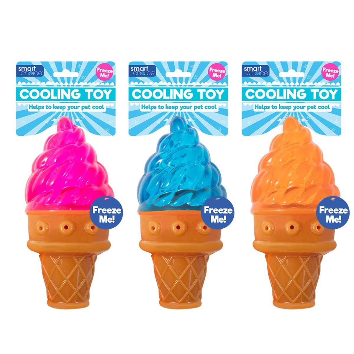 YöL Pack of 3 Summer Cooling Pet Toy - Ice Cream Shaped Dog Puppy Teething Chew Outdoor Play Freezable Durable Hydrating