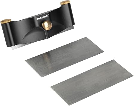 TOOLCOOL Card Scraper Holder with 3 Rectangle Cabinet Scraper Woodworking Set Reduce Hand Strain Adjustable Curvature for Precision And Fine Finish