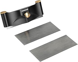 TOOLCOOL Card Scraper Holder with 3 Rectangle Cabinet Scraper Woodworking Set Reduce Hand Strain Adjustable Curvature for Precision And Fine Finish