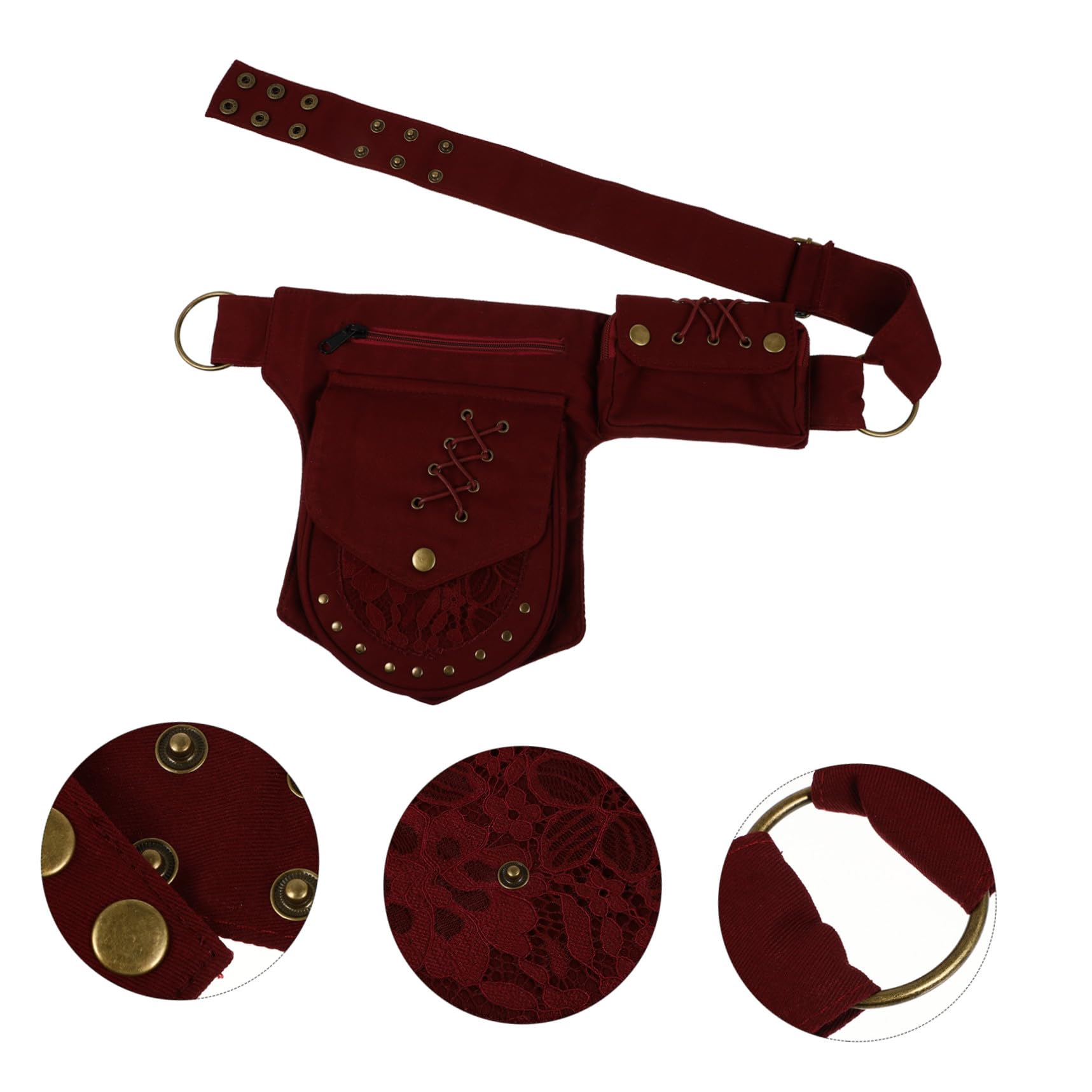SOIMISS Pochette Téléphone Portable Ceinture Vintage en Tissu Coton Multi-poches, Style Rétro Décontracté, Bandoulière Amovible, pour Running et Jogging