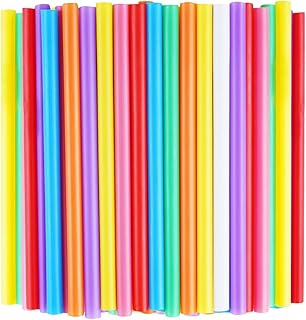 100 PCS Jumbo Smoothie Straws, Colorful Disposable Plastic Large Wide-mouthed Milkshake Straw (0.43" Diameter and 8.2" long)