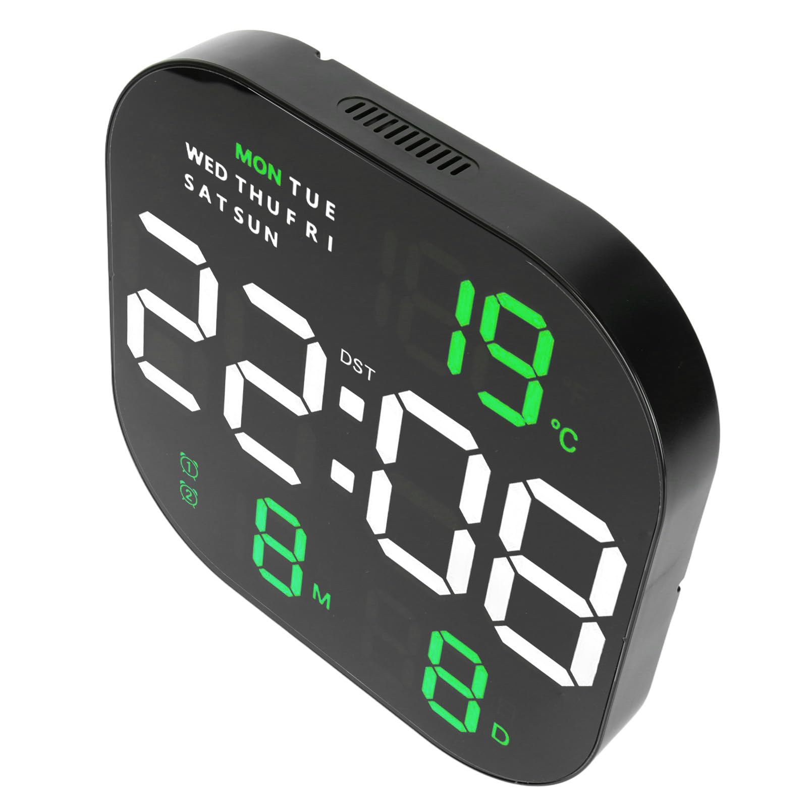AUNMAS Reloj de Pared Digital LED, Reloj Electrónico de Pantalla Grande de Plástico con Control Remoto, Visualización de Temperatura, Fecha y Hora, Pantalla HD de 22,7 Cm, para Estudio, Sala de (Luz