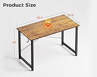 Vista 3 de Casaottima Escritorio de computadora pequeño de 40 pulgadas para oficina en casa, mesa de estudio para espacios pequeños, escritorio simple