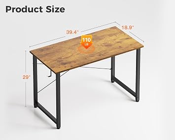 Casaottima 40 Inch Small Computer Desk for Home Office, Study Writing Table for Small Spaces, Simple Modern Desk with Headphone Hooks, Vintage