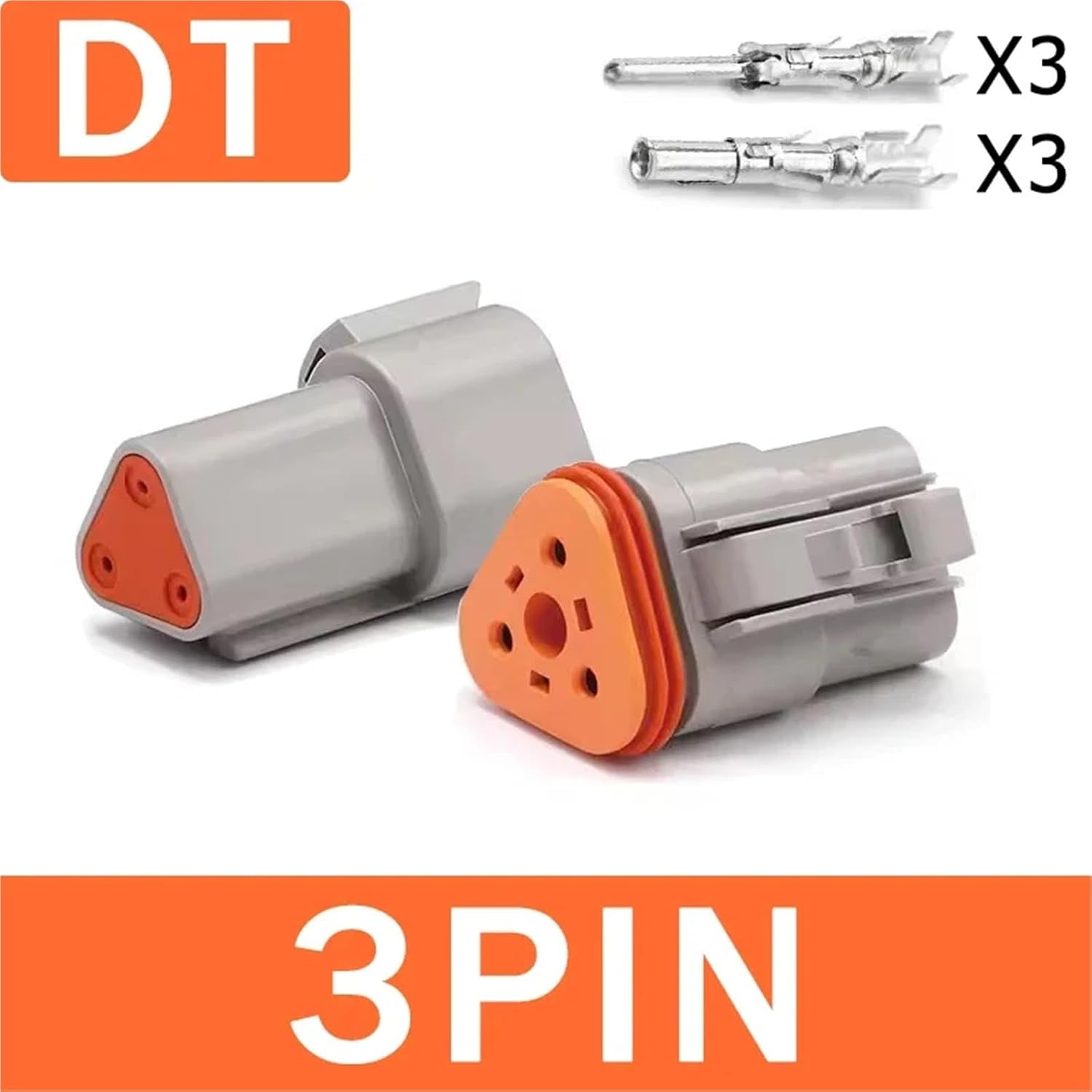 DT Flange Connector Type Waterproof Male Female Plug Socket Sealed Plug DTM DTP Connectors for Automotive Car Wire(DT-3P)