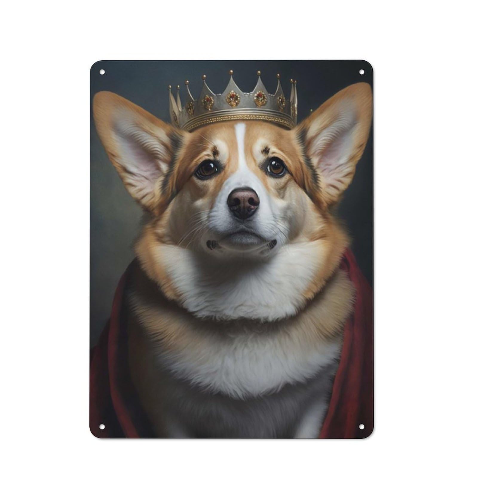 Junmoney King Corgi Rustic Metal Plaque 40X30cm For Dining Room Or Kitchen, A Housewarming Gift For Dining Room Decor Fans