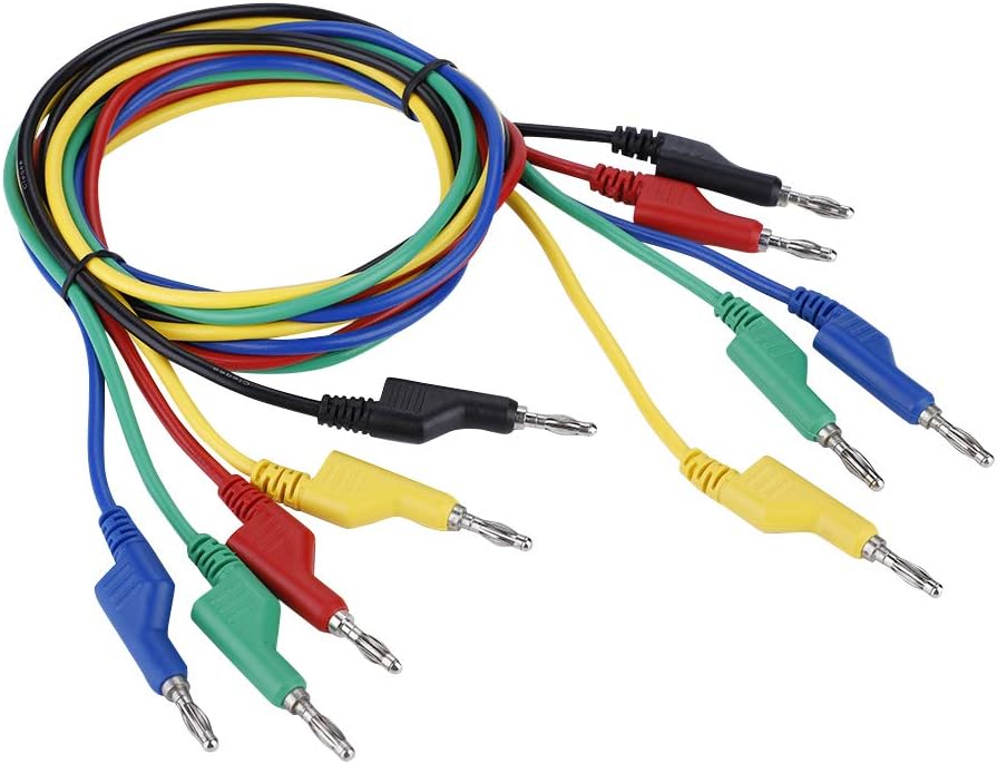 AkozonBanana Test Cable, 5pcs P1036 High Voltage Double Headed 1M 4mm Banana Plug Cable Test Leads For Multimeter