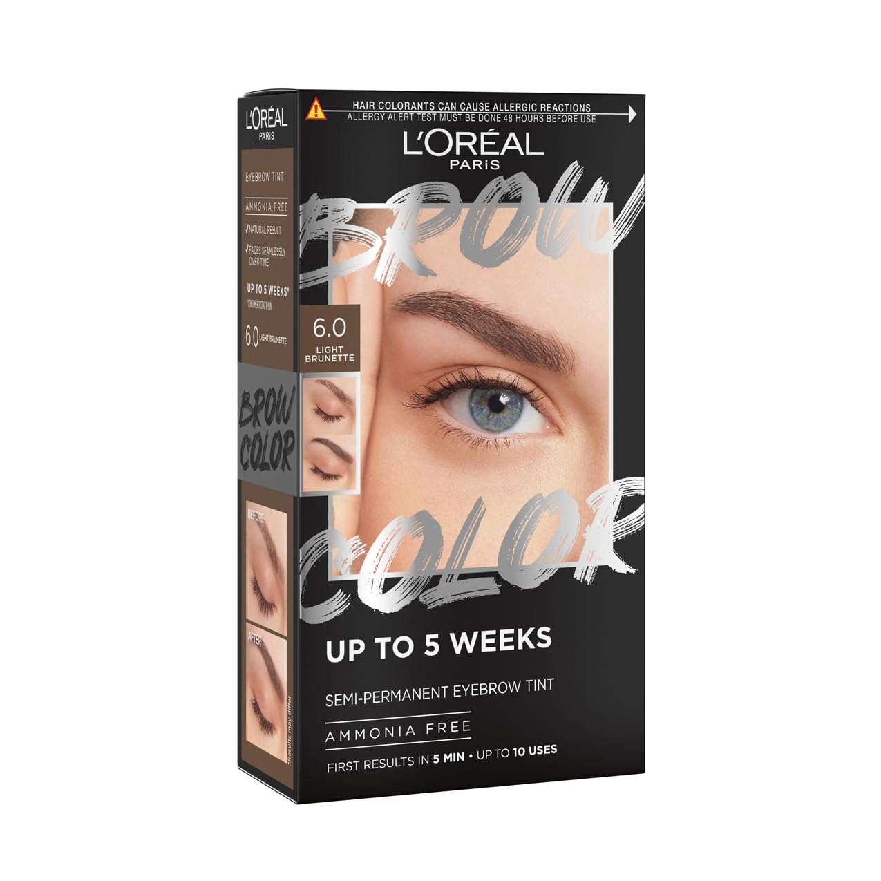 L'Oréal Paris, Semi-Permanent Eyebrow Tint, Lasts up to 5 Weeks, Visible Results in 5 Minutes, Up to 10 Uses, Ammonia Free