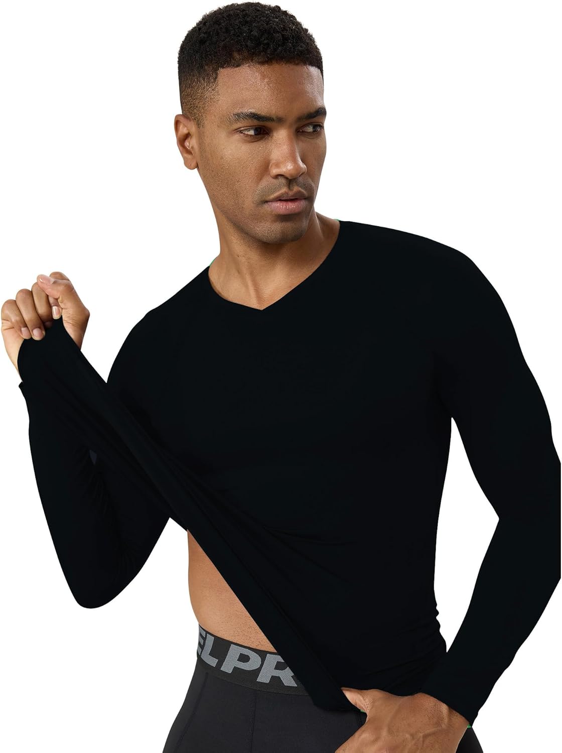 Men's V Neck Compression Shirts Long Sleeve Quick Dry Sports T-Shirt Athletic Workout Undershirts Running Gym Tops - Image 3