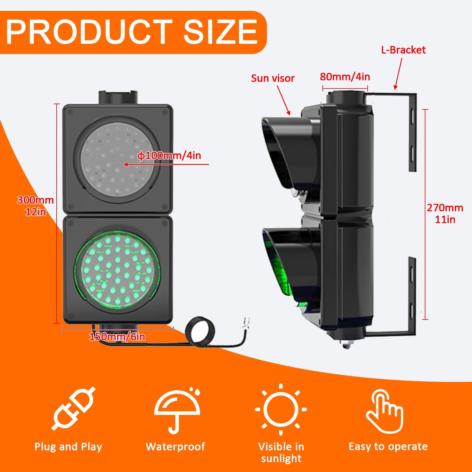 Semáforo, Luz LED de Freno de 100mm, Lámpara de Señalización Industrial para Pared, con Control Remoto, para Logística, Puerto de Descarga, Estacionamiento, Listo para Usar