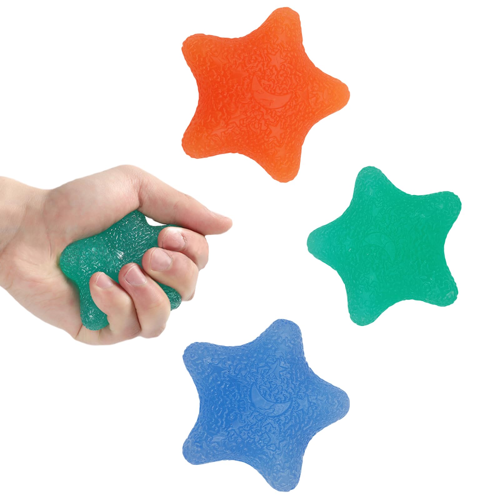Geebymol Hand Therapy Squeeze Exercise Stress Balls, Hand Exercise Ball Finger Wrist for Arthritis Hand, Finger, Grip Strengthen and Stress Relief, 3 Pcs Powerball
