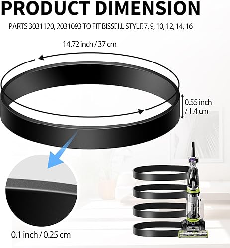 Miniatura 6 de Paquete de 4 correas de vacío para Bissell Style 7910 pn 3031120#2031093#32074#3031123 PowerForce Helix Powerlifter CleanView Swivel Rewind