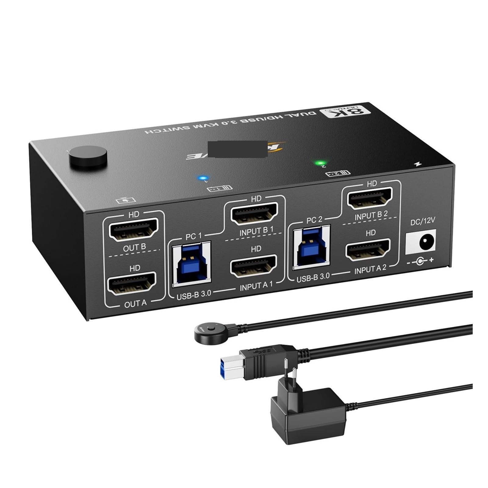 8K@60Hz HDMI2.1 KVM Switch for 2 Computer Share 2 Monitors and 3 USB3.0+1 USB C Devices,Wired Remote and USB Cables Included(with US Plug)-image-41