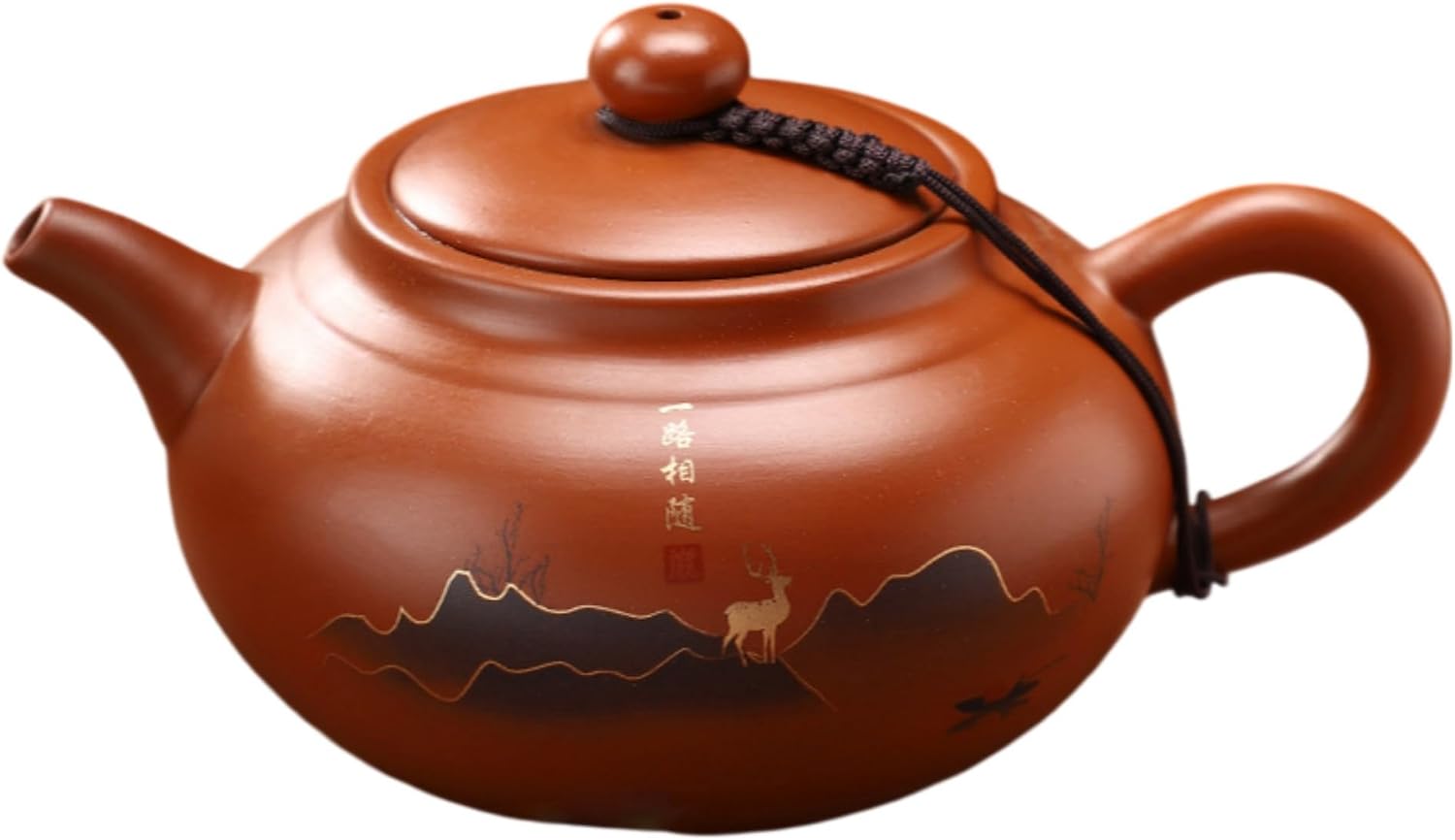 朱泥仿古泡茶壶（一路相随）-401mL(含)-500mL(含) Glass Tea Cup,Ceramic cup Set,Zi Sha Tea Cup,Ceramic Teapot,Purple Clay Tea 大容量紫砂朱泥仿古泡茶 Ceramic Coffee Mugs Set,Microwave & Dishwasher Safe,Gift for Man and Women