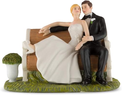 WEDDINGSTAR Figura de porcelana para decoración de pastel de pareja con texto en inglés "Sitting Pretty on a Park", 4.38 x 3.50 x 6.00 pulgadas