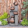 Bumilgar 53''H Water Fountain Outdoor Garden Fountain Large- 4 Tiered Cascading Bowls and Outdoor Fountains and Waterfalls with Lights for Garden, Patio, Backyard, Porch Home Art Decor