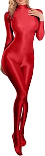 Maeau Damen Strampler Overall Ölig Glanz Glatt Bodysuit M XL