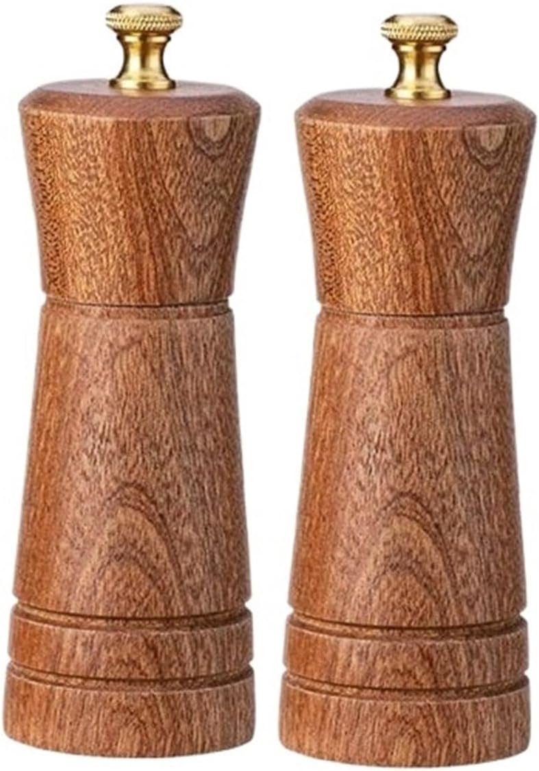 2Pcs/Sets Manual Solid Wood Pepper Grinder,Kitchen And Household Mill,Black,Grinding Bottle,Seasoning Jar(2Pcs 5Inch)