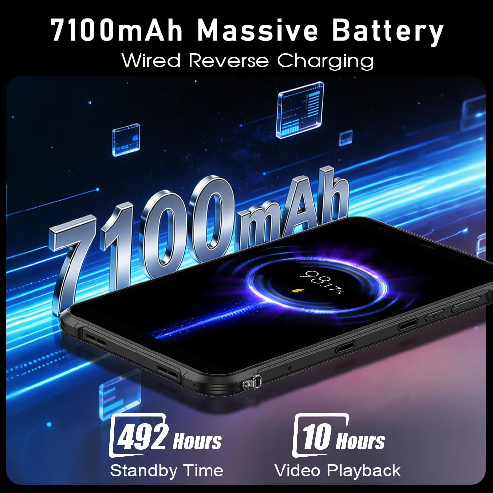Ulefone Rugking PAD PRO 4G Outdoor Handy AI Tablet Android 16, 8.68 Zoll HD+ 16GB+128GB/2TB Outdoor Tablet, IP68/IP69K Wasserdicht Tablete 4G,5G WiFi,OTG,GPS,NFC,Face ID,2 Stereo-Lautsprecher,Schwarz