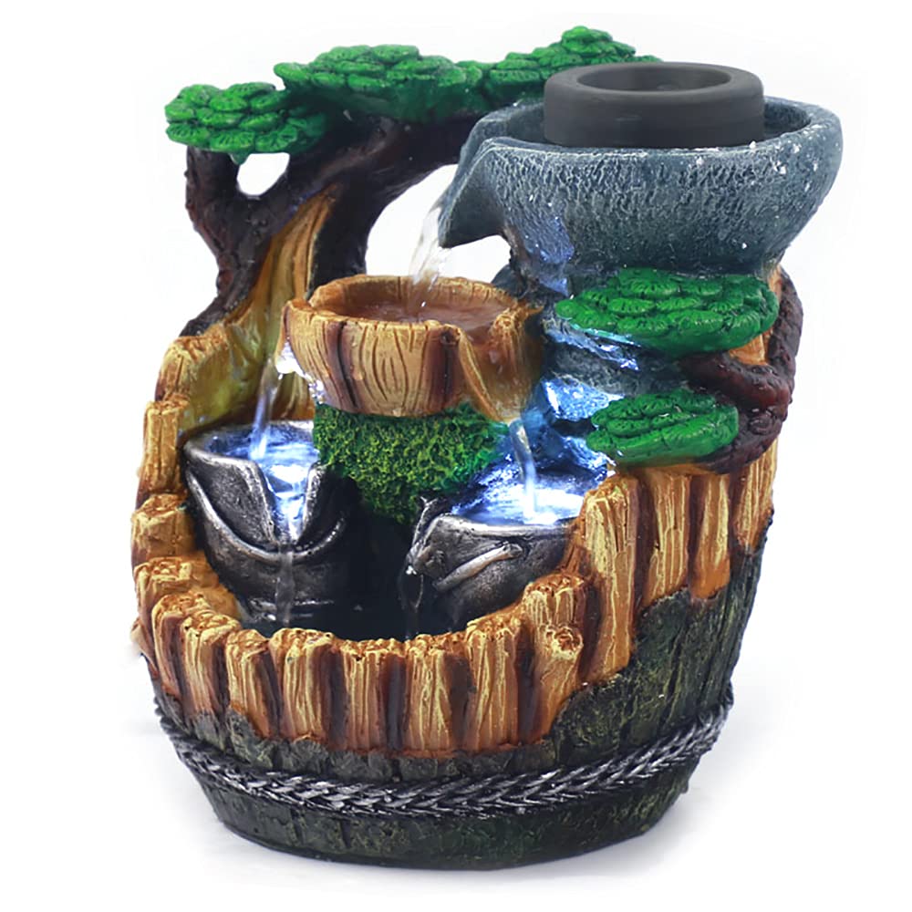 Fontanna ogrodowa LED, kaskada, wodospad, fontanna ozdobna, do pokoju, wygląd kamienia, wodospad, ogród skalny ornament Feng Shui Zen fontanna