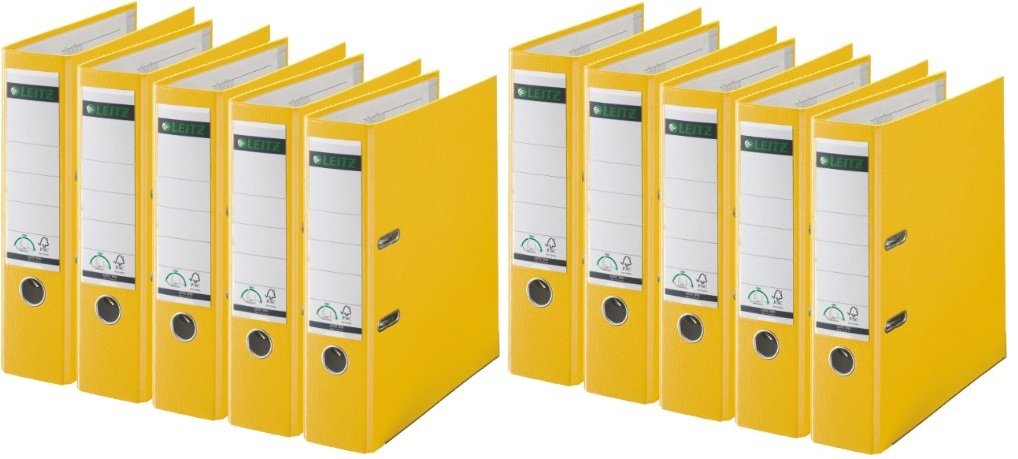 Leitz 1010-50 Qualitäts-Ordner Plastik-Cover (A4 breit | 10er Pack, gelb)