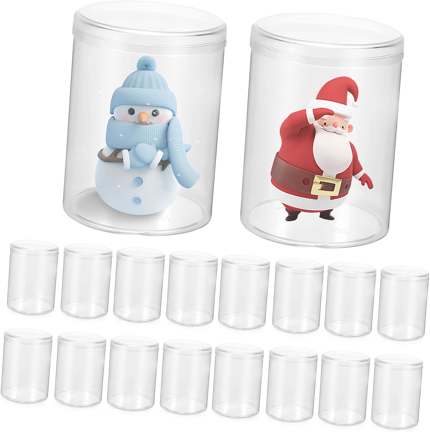 18pcs Display Box Cylinder Storage Cases for Doll Figurines Jewelry Organizer for Collectibles Portable Plastic Design for Home Office Use