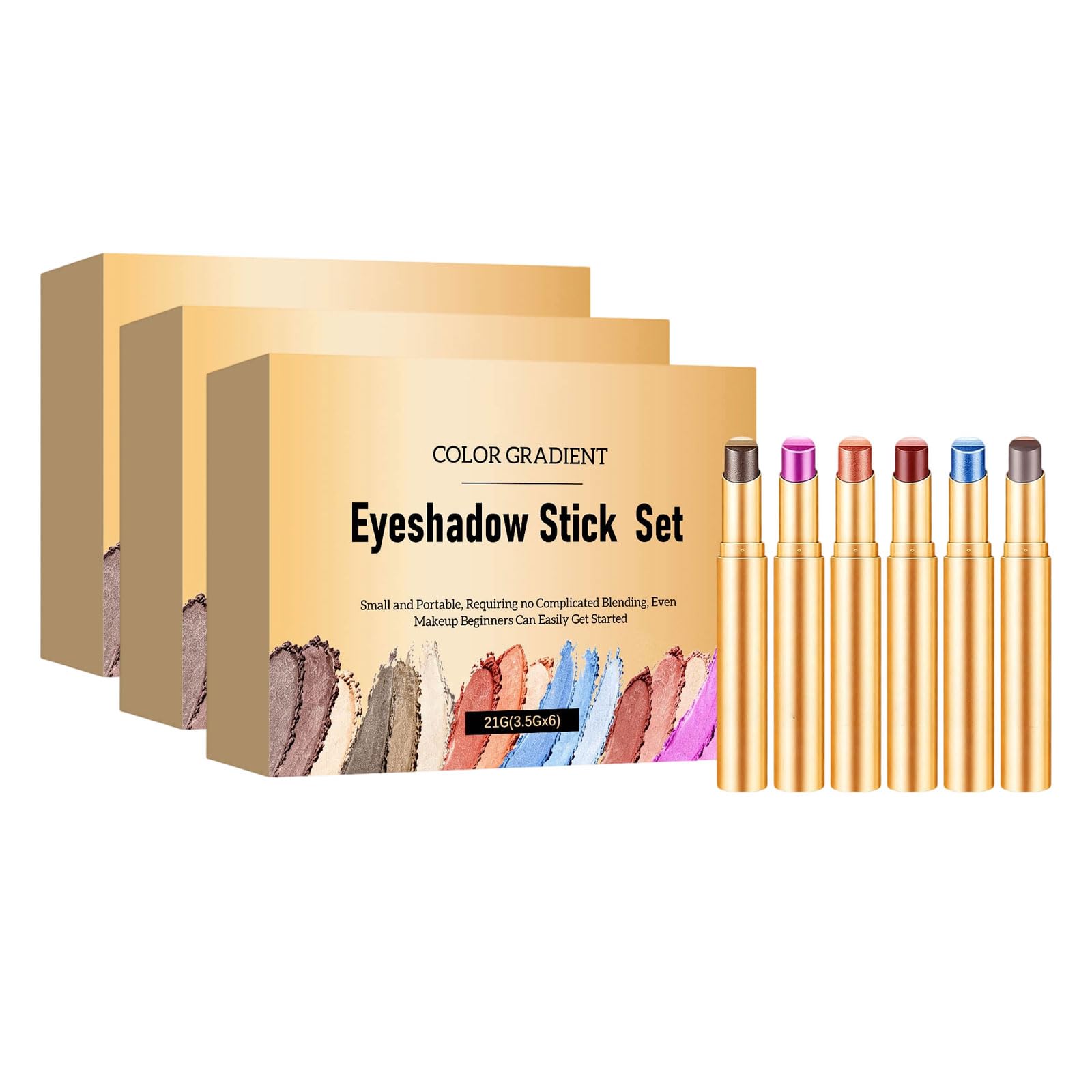 Set di 6 ombretti cremosi a lunga durata e impermeabili, 3 colori sfumati, trucco per occhi da giorno e da sera