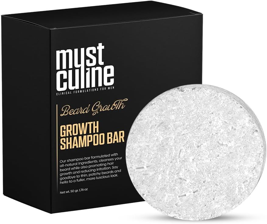 Mustculine Beard Shampoo Bar, Clean Your Beard with Growth and Hair Loss Effect, Hair Growth Shampoo Bar (1 Package)
