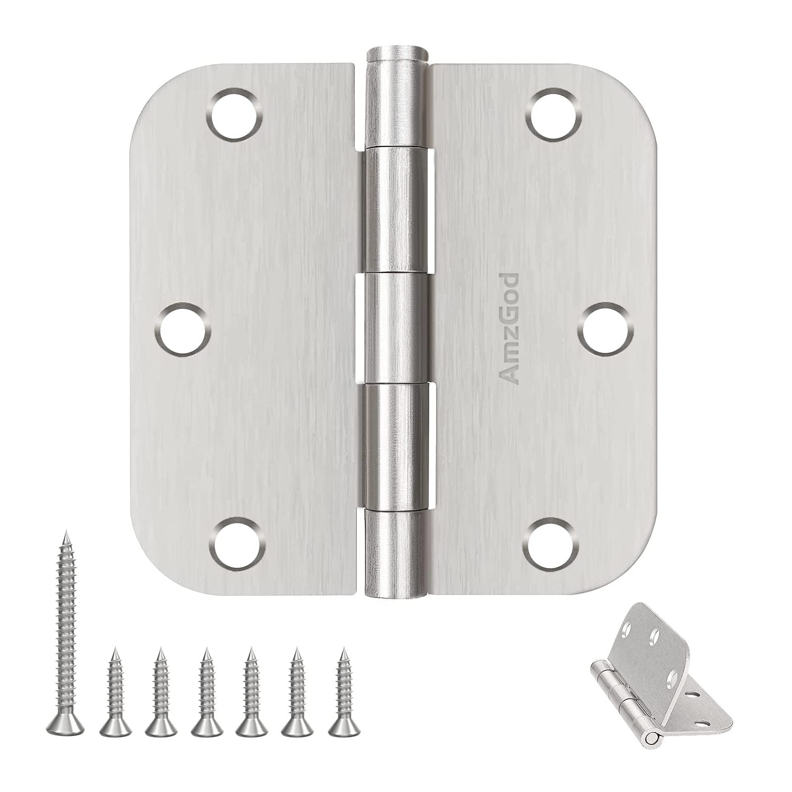 Door Hinges Brushed Nickel - 3 Pack Satin Nickel 3.5 Inch Rounded Interior Door Hinges with 5/8" Radius - Flat Iron Residential Standard 3 1/2 Inches Silver Door Hardware — Amazon image 13