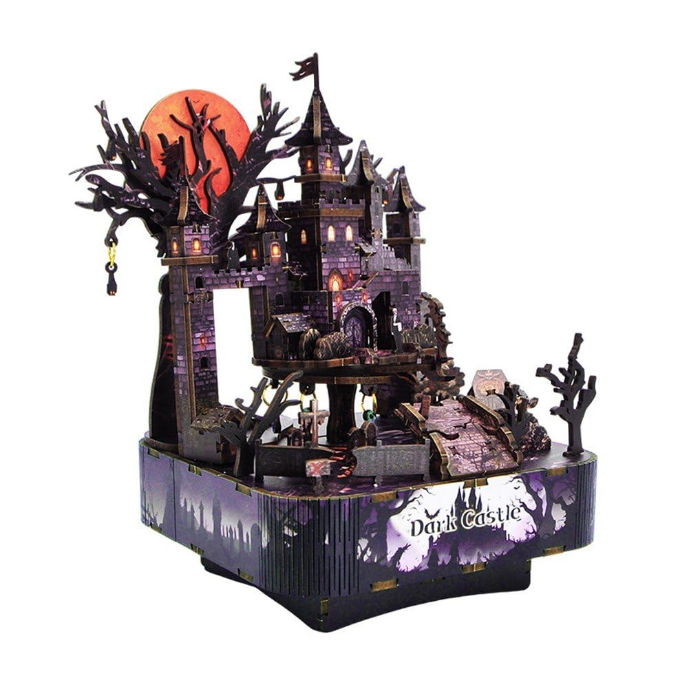 Carillon in Legno Fai Te, Puzzle 3D in Legno per Adulti, Modello di Carillon a Tema Halloween, Kit di Costruzione Fai Te, Artigianato, Regalo