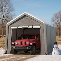 PeakPursuit 6x8 Ft Heavy-Duty Portable Outdoor Storage Shed - Waterproof 240G PE Tarp, Roll-Up Door, UV Protection for Motorcycles, Firewood, Tools - Gray
