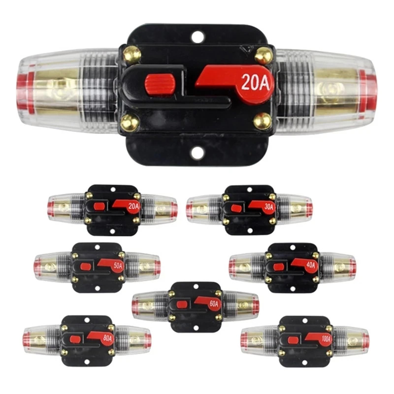 1 STÜCKE 12-24VDC 20A 30A 40A 50A 60A 80A 100A 150A Auto Lkw Rückstellbare Sicherung Leistungsschalter mit Power Schützen(150A)
