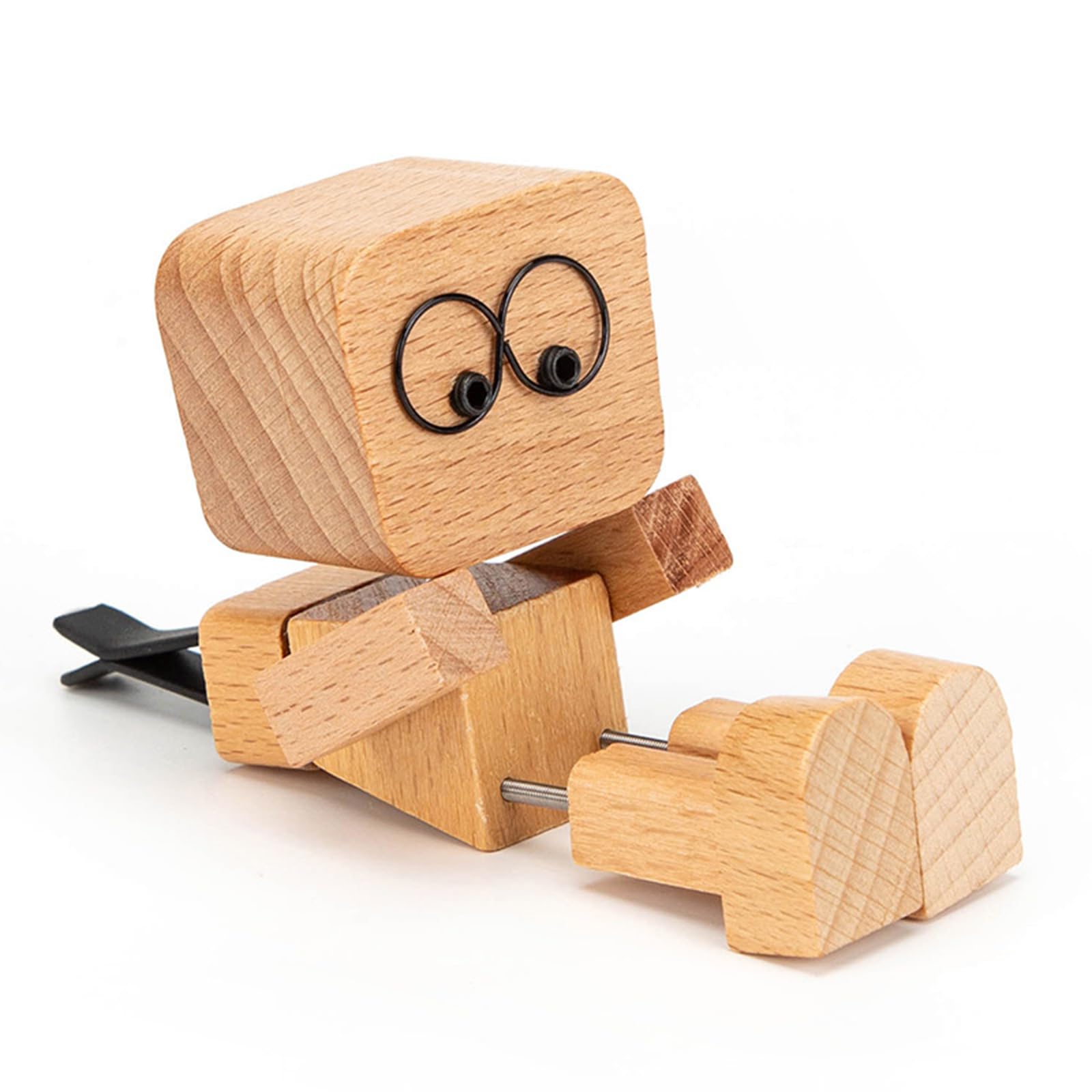Shaking Wooden Man Figurine with Glasses,Wooden Man with Wobbly Legs,Handmade Shaking Puppet figurine for Car,Portable Fun Car Dashboard Ornaments,for Cars Dashboard, Office Desk and Home Decor