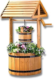 3 PAGEN® Wishing Fountain Plant Pot, Fir Wood, 83 x 49 x 37.5 cm, Decor...