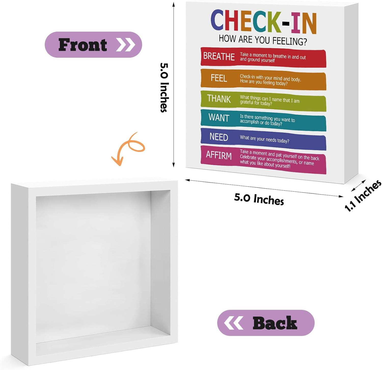 Mental Health Office Decor Self Care Sign Check In Wooden Block Sign Therapist Office Desk Decor Sign Table Decorations Sign for Bedroom Living Room - Image 2